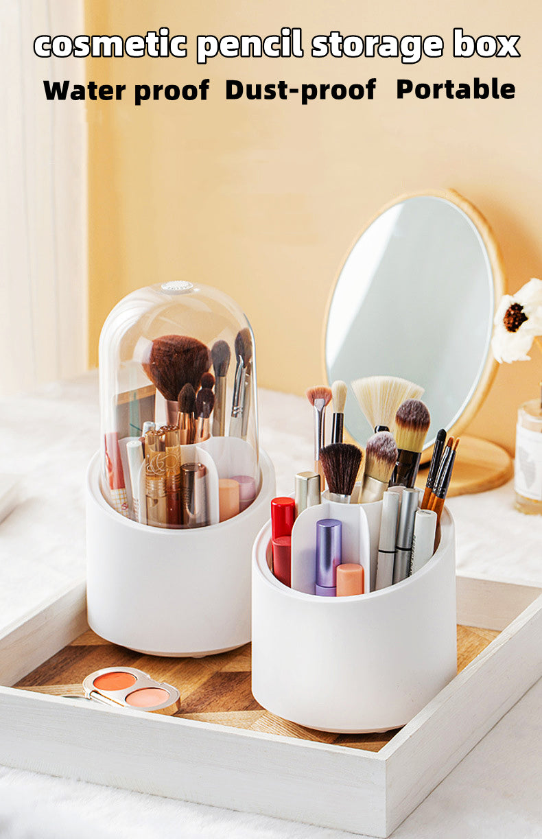360Β° Rotating Makeup Brush Holder with Dustproof Lid