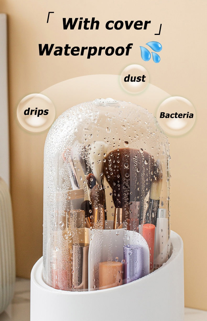 360Β° Rotating Makeup Brush Holder with Dustproof Lid