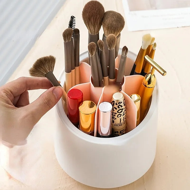 360Β° Rotating Makeup Brush Holder with Dustproof Lid