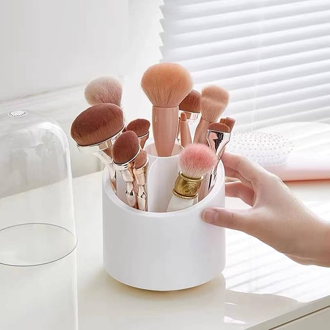 360Β° Rotating Makeup Brush Holder with Dustproof Lid