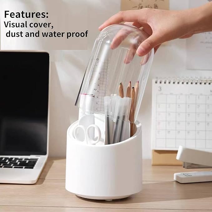 360Β° Rotating Makeup Brush Holder with Dustproof Lid