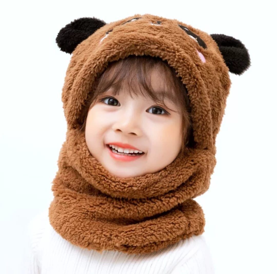 Baby Panda Winter Cap with Attached Neck Warmerda Baby(random color)