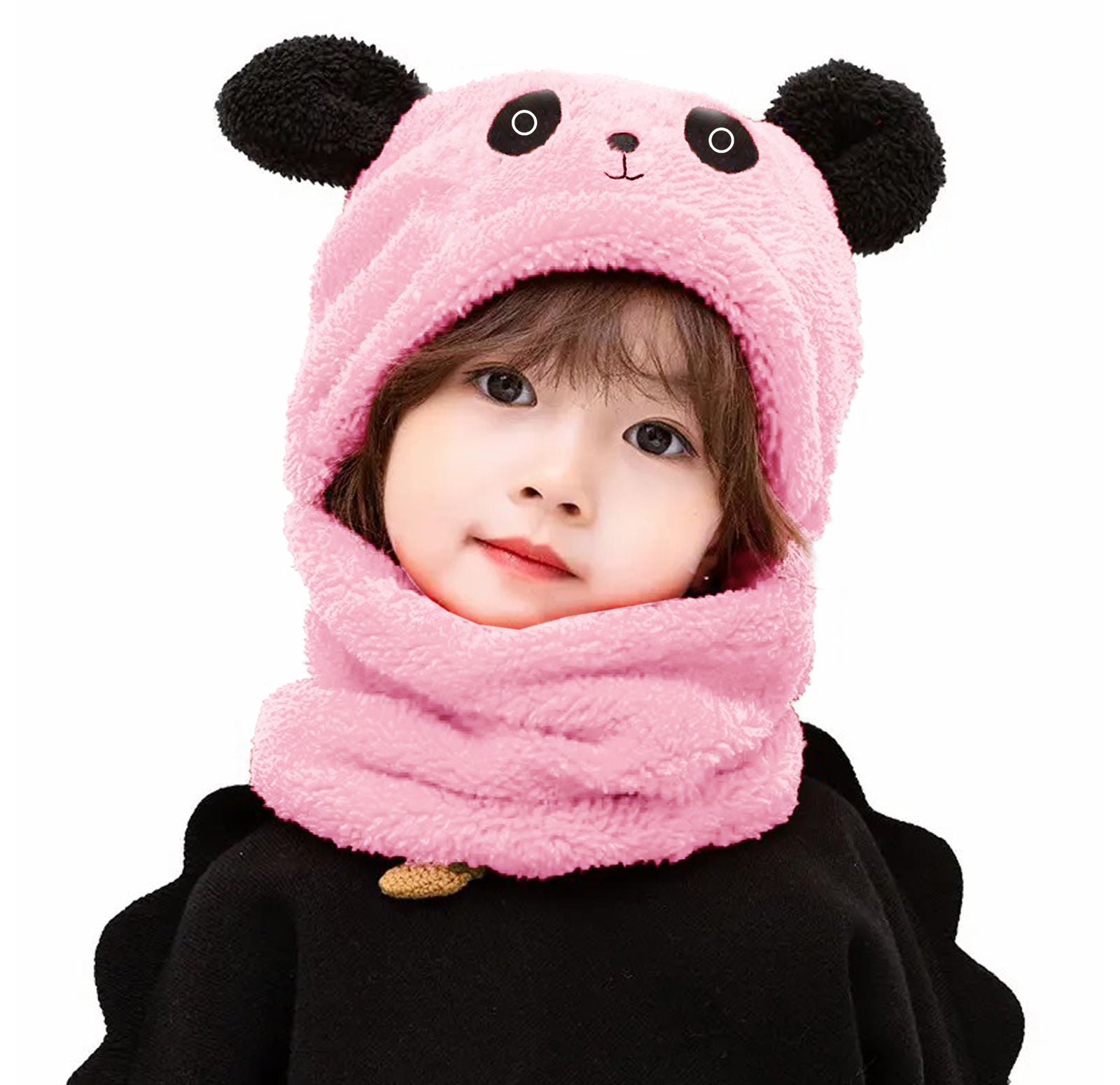 Baby Panda Winter Cap with Attached Neck Warmerda Baby(random color)