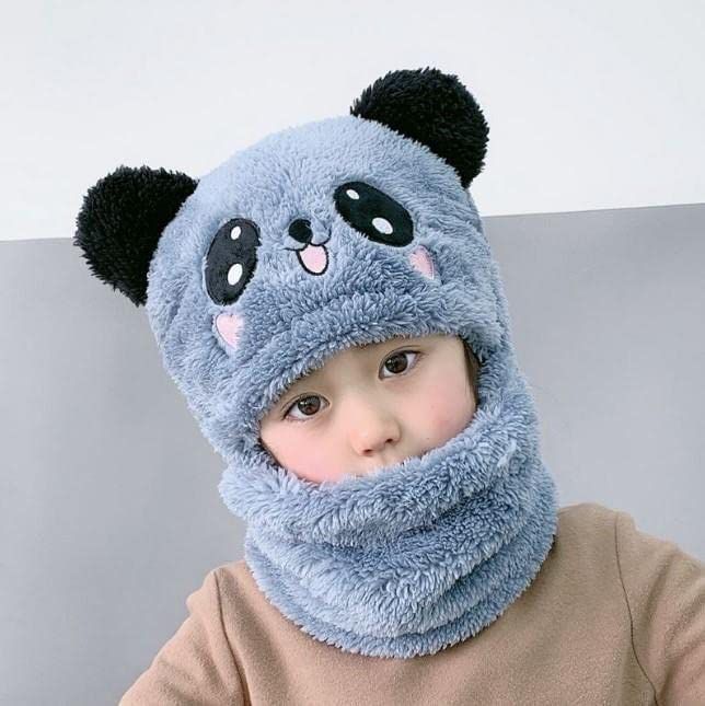Baby Panda Winter Cap with Attached Neck Warmerda Baby(random color)