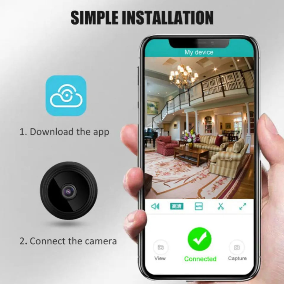 Mini WiFi 1080p HD Smart Security Camera | Wireless Video & Voice Recorder | 2MP Lens | Up to 128GB Support