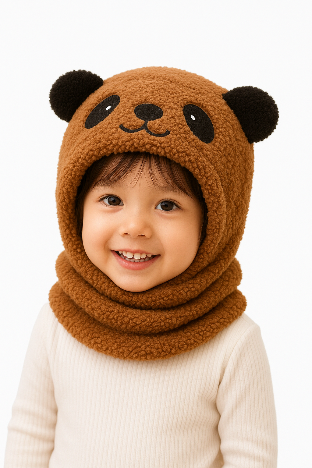 Baby Panda Winter Cap with Attached Neck Warmerda Baby(random color)