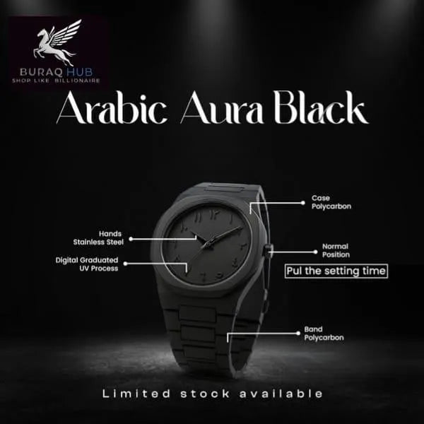 Arabic Aura Black Watch With Box Original